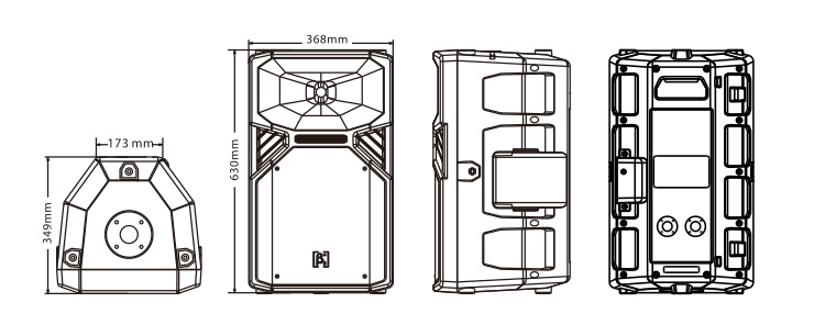 内置2分频12英寸全频塑胶扬声器系统尺寸图